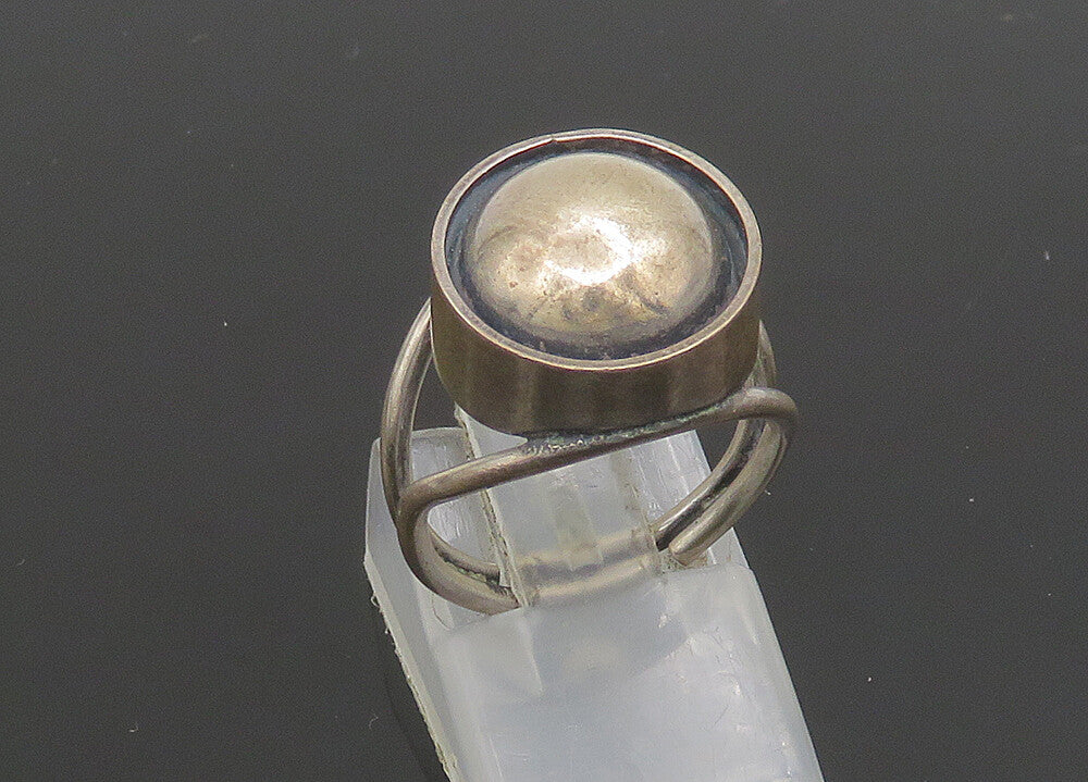 BEAU 925 Silver  Vintage Dark Tone Shiny Dome Split Band Ring Sz 5  RG23463