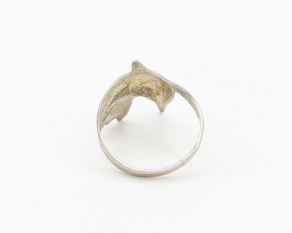 925 Sterling Silver  Vintage Shiny Swordfish Motif Band Ring Sz 8.5  RG17894