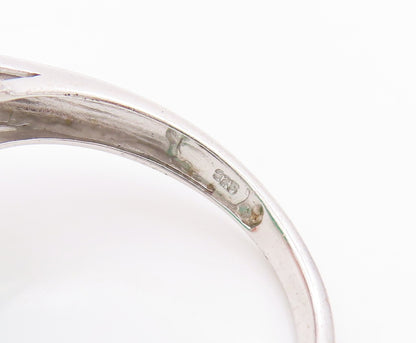 925 Sterling Silver Vintage Ring Rectangle Gemstone & CZ Inlay  Sz 7  RG31830