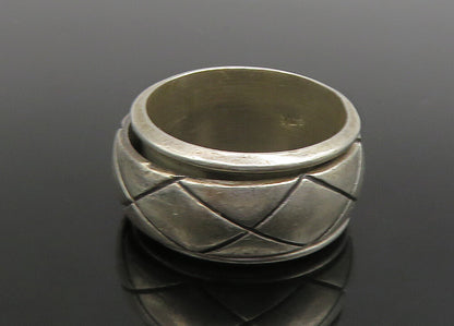 925 Sterling Silver   Vintage Cross Etched Band Spinner Ring Sz 10  RG23398