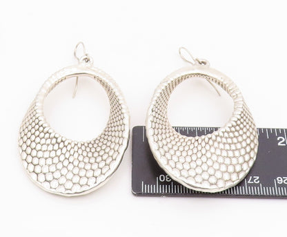 925 Sterling Silver Vintage Earrings ISRAEL Classic Textured Oval Dangle EG14260