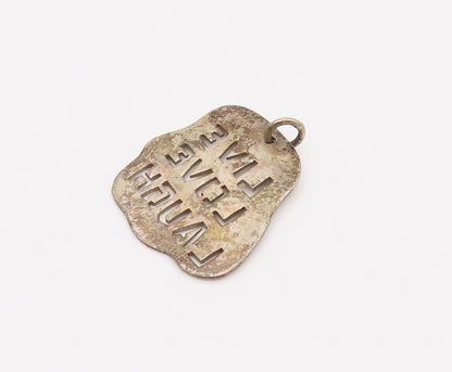 925 Sterling Silver  Vintage Stancil Cutout Live Love Laugh Pendant  PT22032