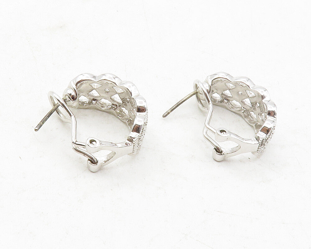 925 Sterling Silver  Topaz Open Design Shiny Curved Drop Earrings  EG6366
