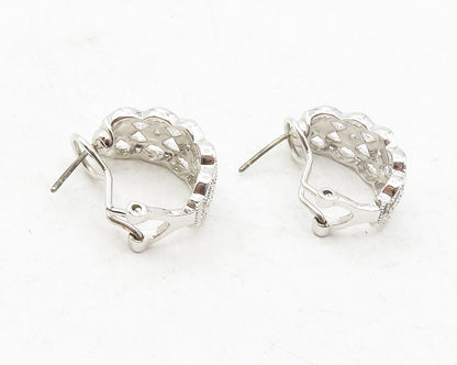 925 Sterling Silver  Topaz Open Design Shiny Curved Drop Earrings  EG6366