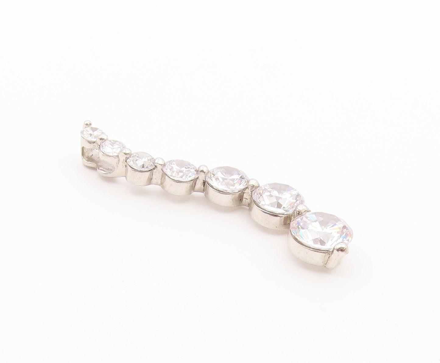 925 Sterling Silver  Vintage Shiny Cubic Zirconia Graduated Pendant  PT16681
