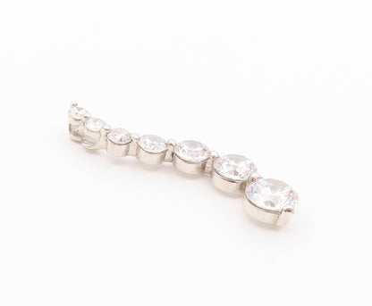 925 Sterling Silver  Vintage Shiny Cubic Zirconia Graduated Pendant  PT16681