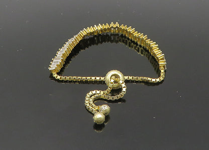 925 Sterling Silver  Vintage Shiny Topaz Gold Plated Chain Bracelet  BT8166