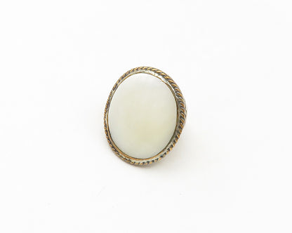 925 Sterling Silver  Vintage Mother Of Pearl Royal Cocktail Ring Sz 5  RG18852