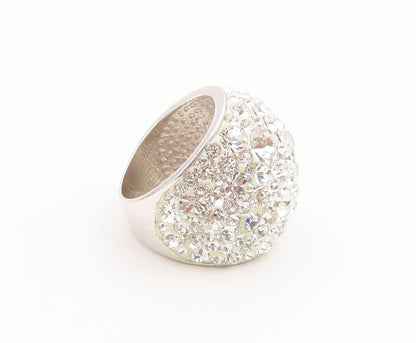925 Sterling Silver Vintage Ring Sparkling CZ Encrusted Dome Band  Sz 6  RG36662