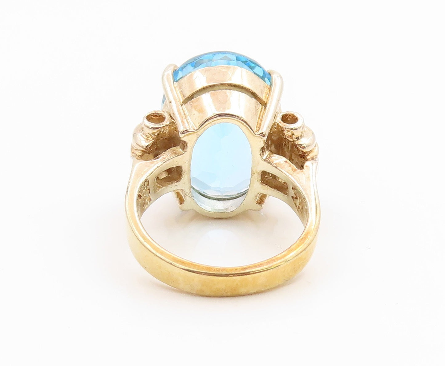925 Sterling Silver Vintage Ring Gold Plated Real Diamonds Topaz  Sz 5  RG35577