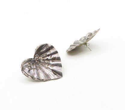 DONNA DALE 925 Silver  Vintage Dark Tone Love Heart Drop Earrings  EG8181