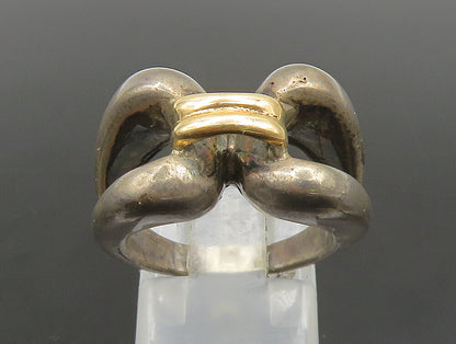 925 Silver & 14K GOLD  Vintage Open Shank Connector Band Ring Sz 6  RG24368