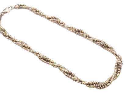925 Sterling Silver Vintage Necklace Solid Twisted Beaded Chains  NE4328