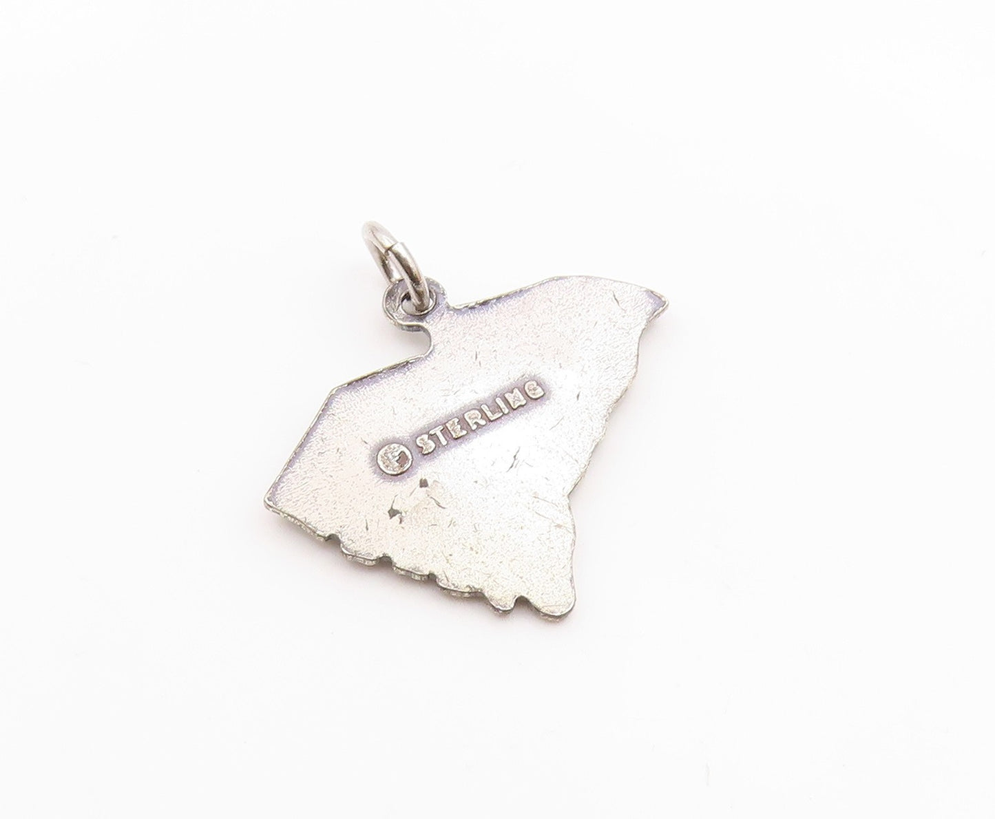 925 Sterling Silver  Vintage South Carolina Map Souvenir Pendant  PT20461