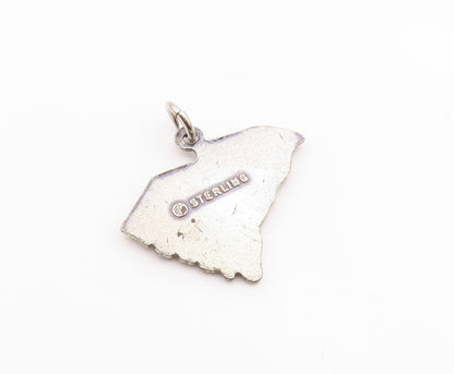 925 Sterling Silver  Vintage South Carolina Map Souvenir Pendant  PT20461