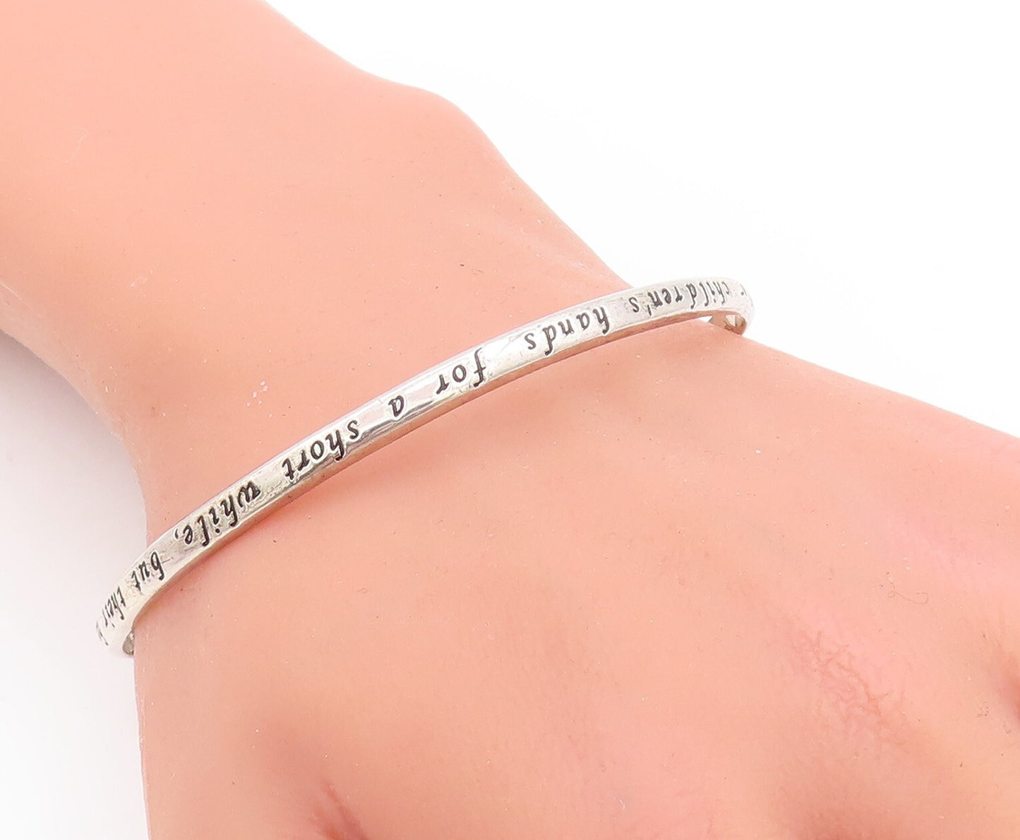 925 Sterling Silver Vintage Bracelet Solid Etched Mother's Love Cuff  BT10675