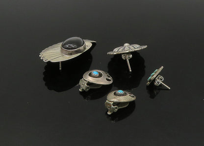 NAVAJO 925 Silver  Vintage Turquoise & Black Onyx Lot Single Earrings  EG11213