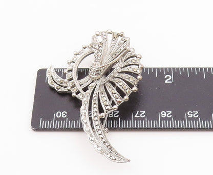 925 Sterling Silver  Vintage Sparkling Swirl Design Brooch Pin  BP5320