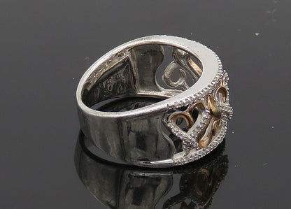 925 Silver  Vintage Shiny Genuine Diamonds Love Hearts Band Ring Sz 7  RG20863