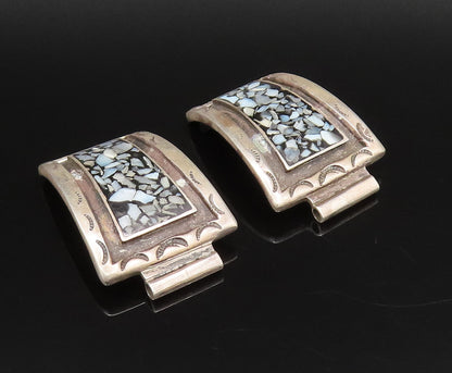 ZUNI NAVAJO 925 Silver  Vintage Crushed Mother Of Pearl Watch Straps  TR3466