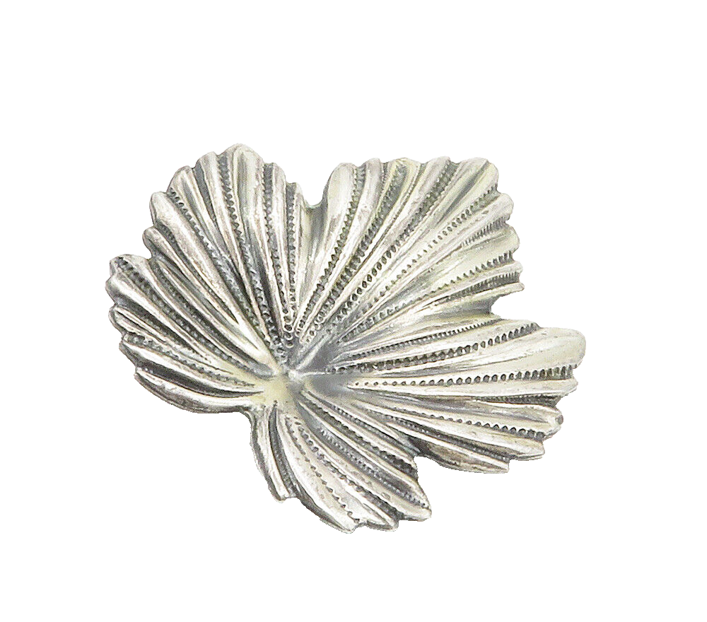 JEWEL ART 925 Sterling Silver  Vintage Shiny Floral Leaf Brooch Pin  BP5901