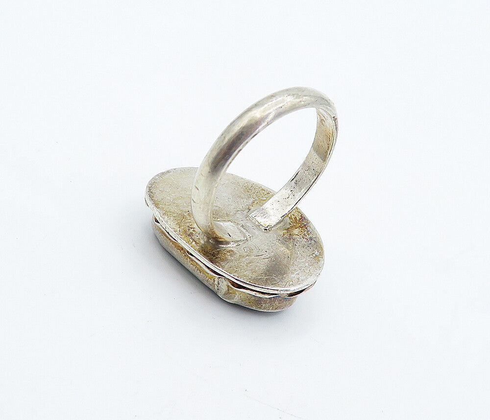 925 Sterling Silver  Vintage Malachite Twist Cocktail Ring Sz 8.5  RG4901