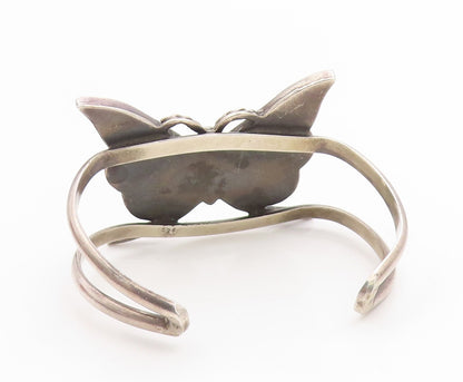925 Sterling Silver Vintage Bracelet NAVAJO ZUNI Turquoise Butterfly  BT11784