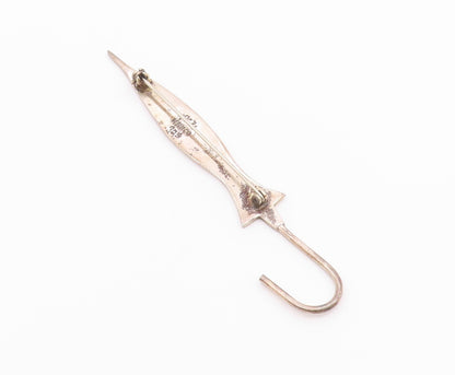 MEXICO 925 Sterling Silver  Vintage Shiny Umbrella Motif Brooch Pin  BP9133