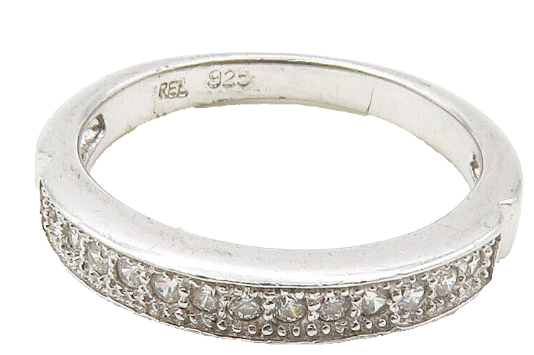 925 Sterling Silver  Sparkling Cubic Zirconia Smooth Band Ring Sz 6.5  RG15932