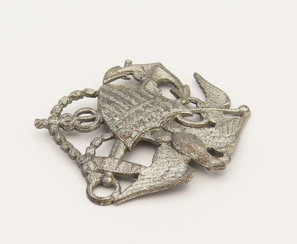 925 Sterling Silver  Vintage US Navy Military Eagle Brooch Pin  BP10252