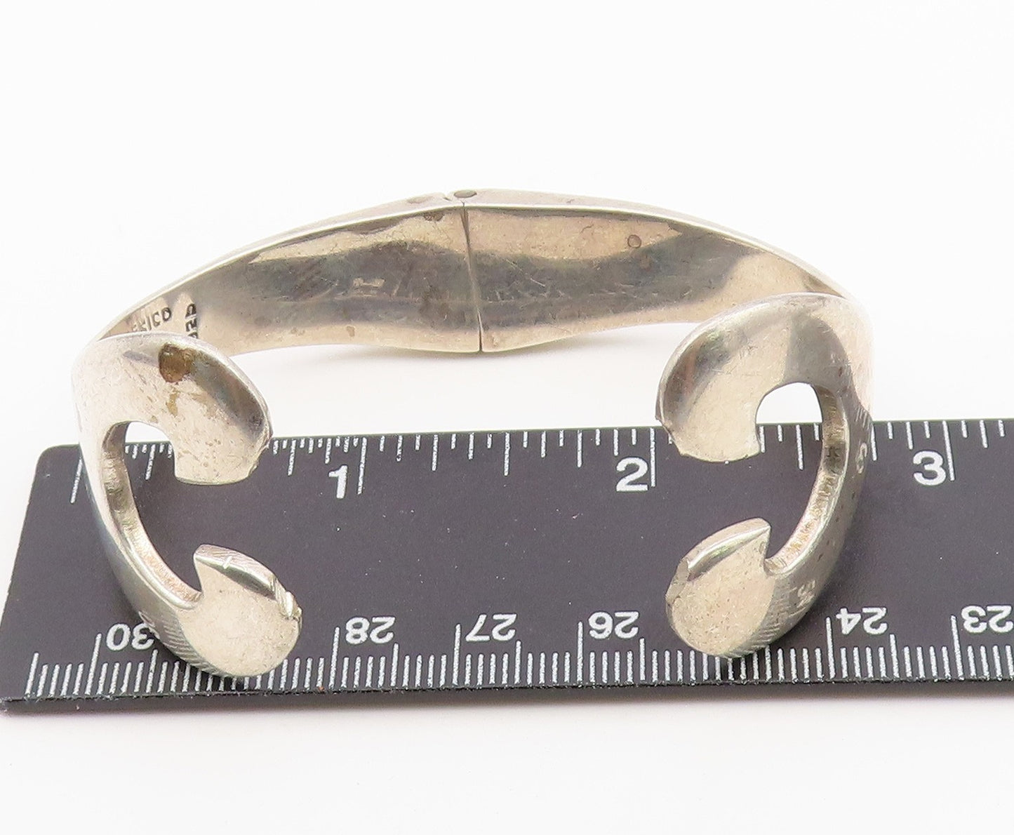 925 Sterling Silver Vintage Bracelet MEXICO Modernist Swirly Open Cuff  BT12147