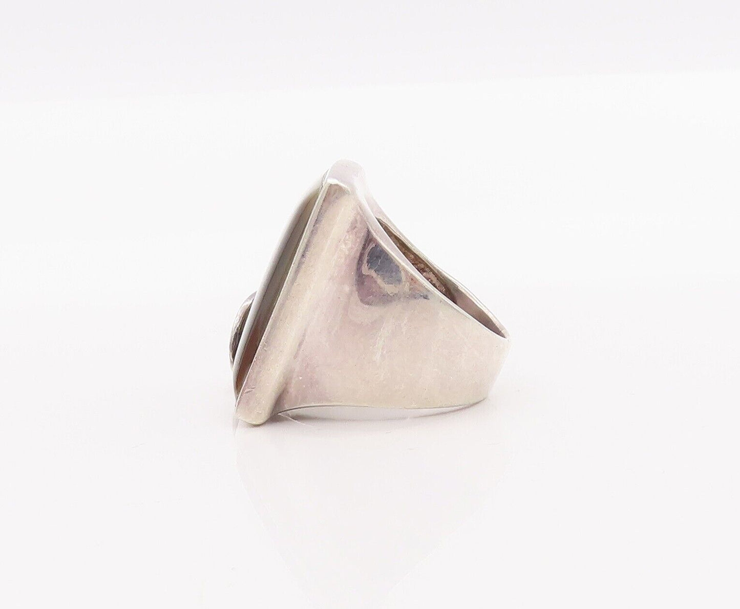 925 Sterling Silver Vintage Ring Minimalist Square Cut Abalone  Sz 7  RG28411