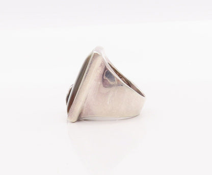 925 Sterling Silver Vintage Ring Minimalist Square Cut Abalone  Sz 7  RG28411