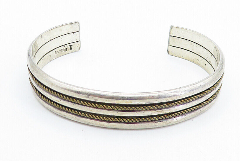 MARY THOMAS NAVAJO 925 Silver  Vintage Rope Twist Ribbed Cuff Bracelet  BT3197