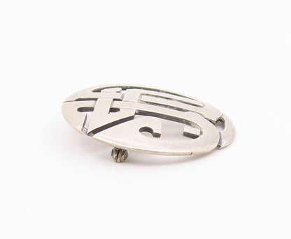 RAJ 925 Sterling Silver   Vintage Shiny Smooth Open Design Brooch Pin  BP6629