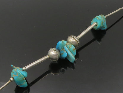 925 Sterling Silver  Vintage Bead Detail Turquoise Collar Necklace  NE3785