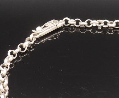 925 Sterling Silver  Vintage Seven Stone Cabochon Agate Chain Necklace  NE3998