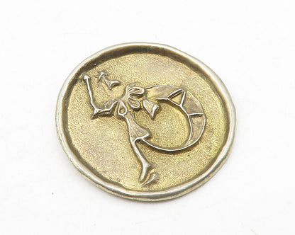 925 Sterling Silver  Vintage Horn Instrument Etched Treble Clef Pendant PT9720