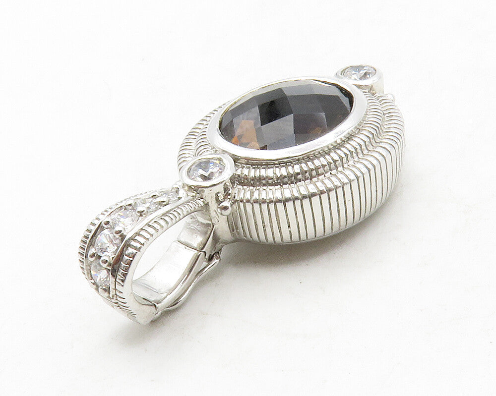JUDITH RIPKA 925 Silver  Smoky Topaz & Cubic Zirconia Shiny Pendant  PT10321