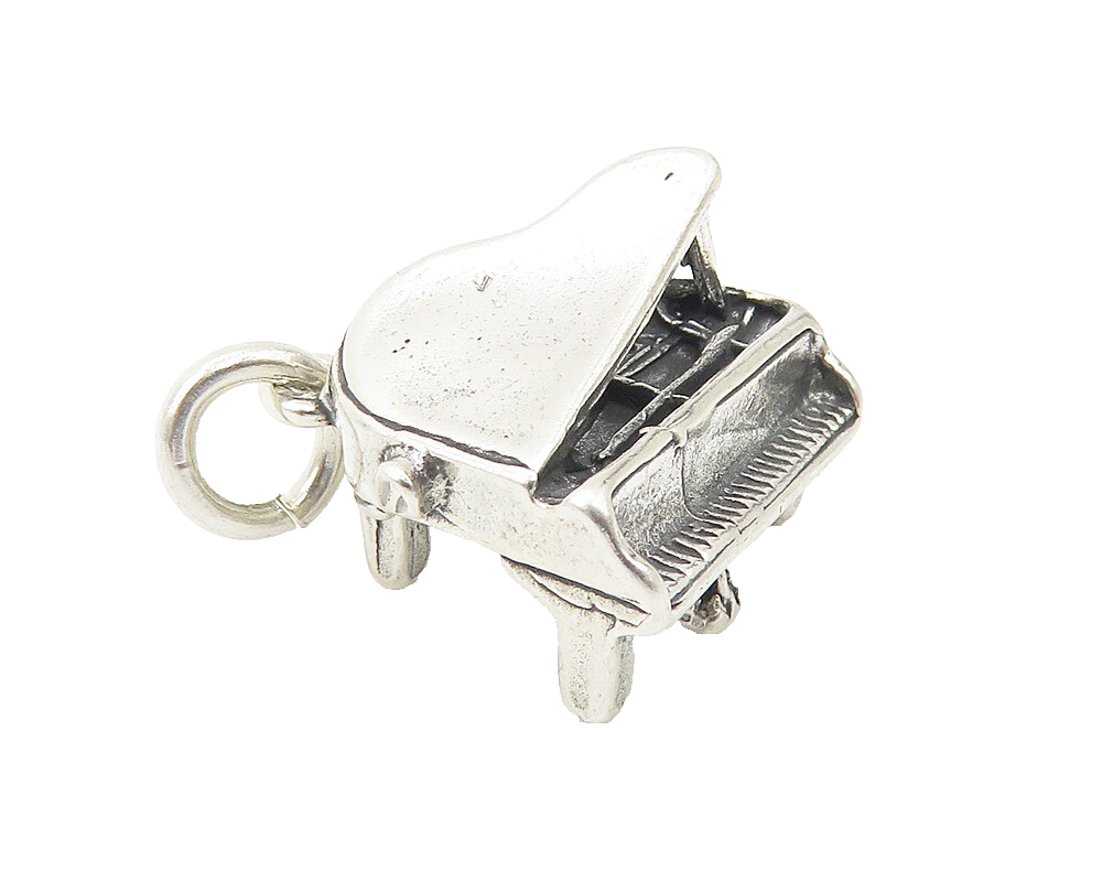 925 Sterling Silver  Vintage Grand Piano Musical Instrument Pendant  PT8197