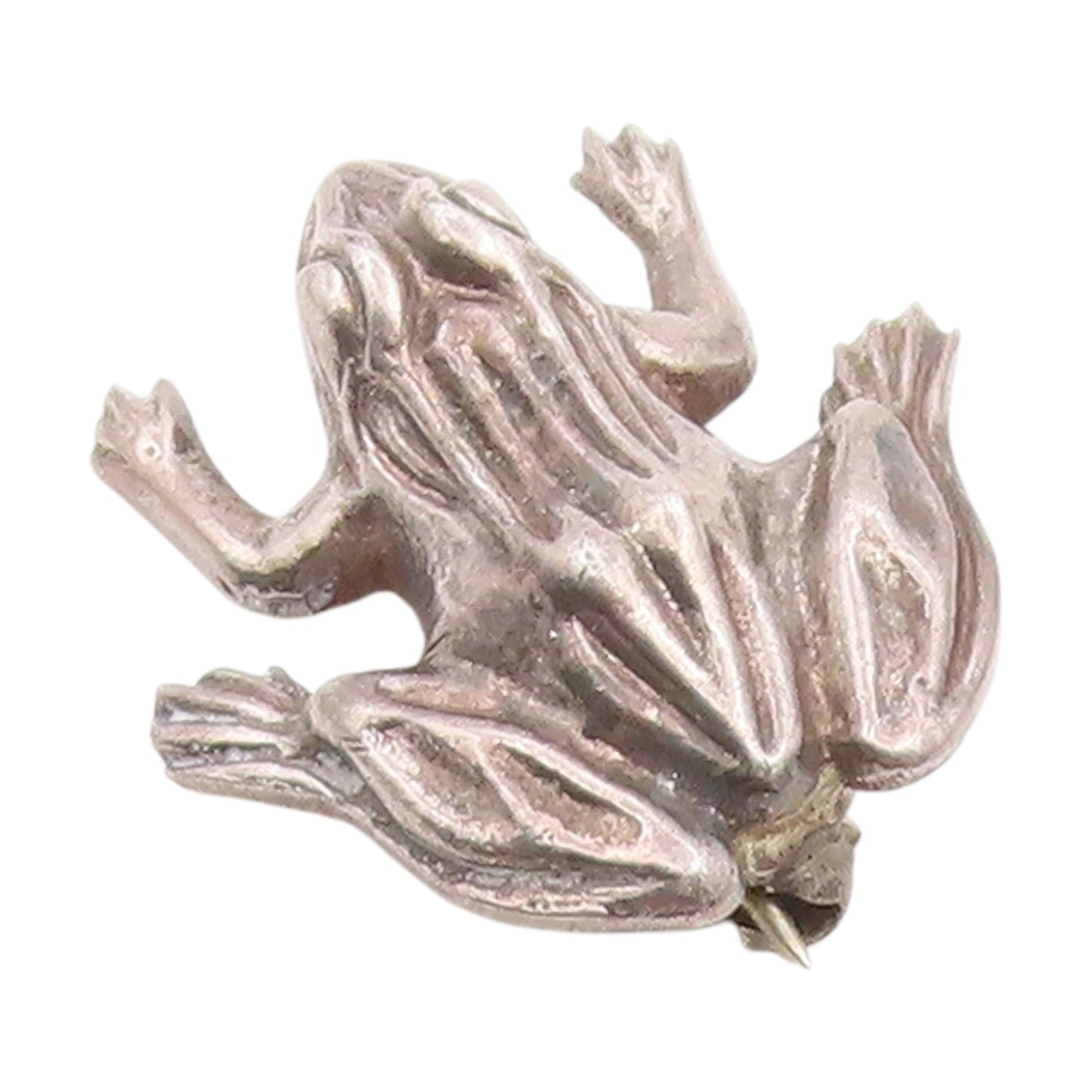 925 Sterling Silver Vintage Brooch Pin Etched Good Luck Leaping Frog  BP12265