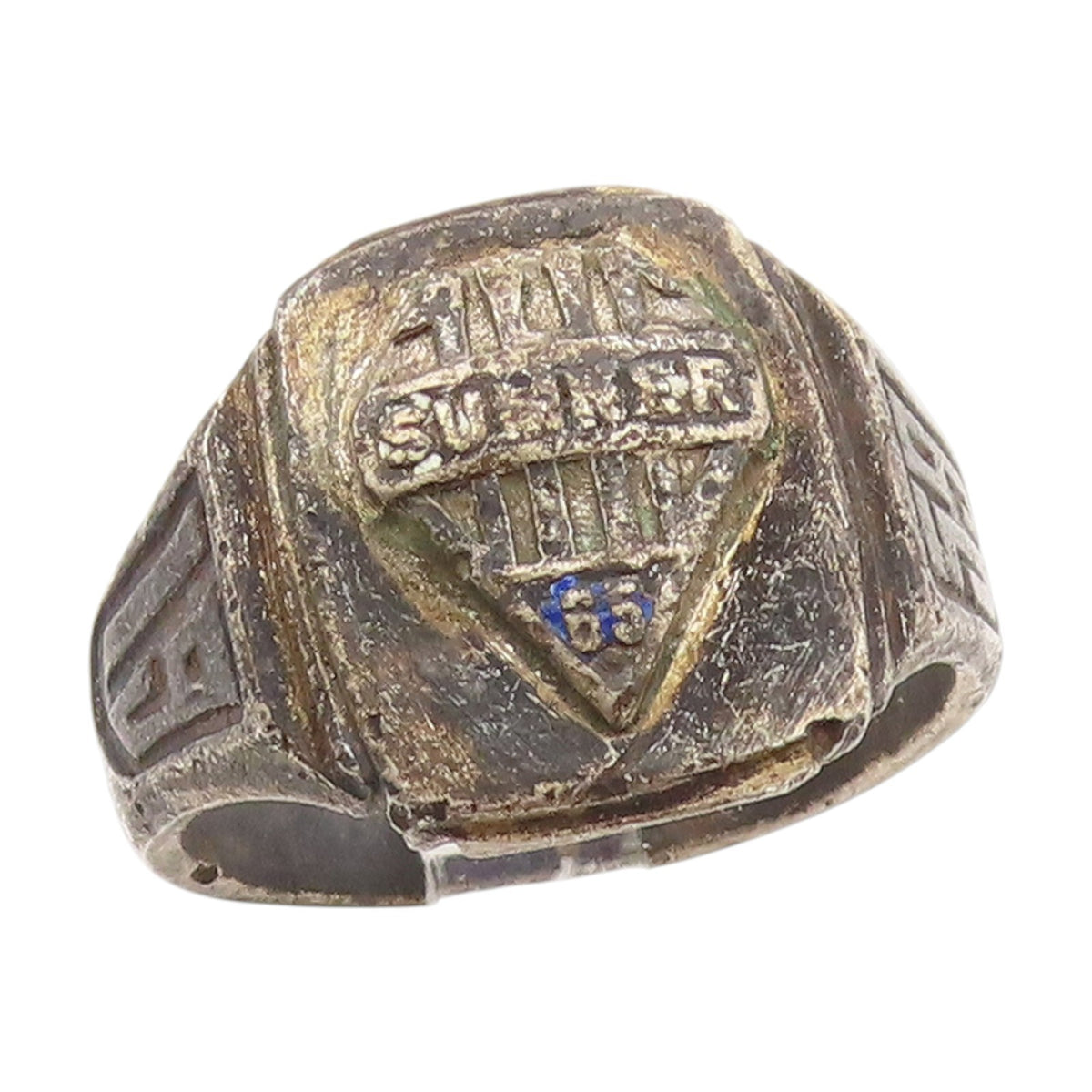 925 Sterling Silver Vintage Ring Antique Summer Shield Band  Sz 11  RG34707