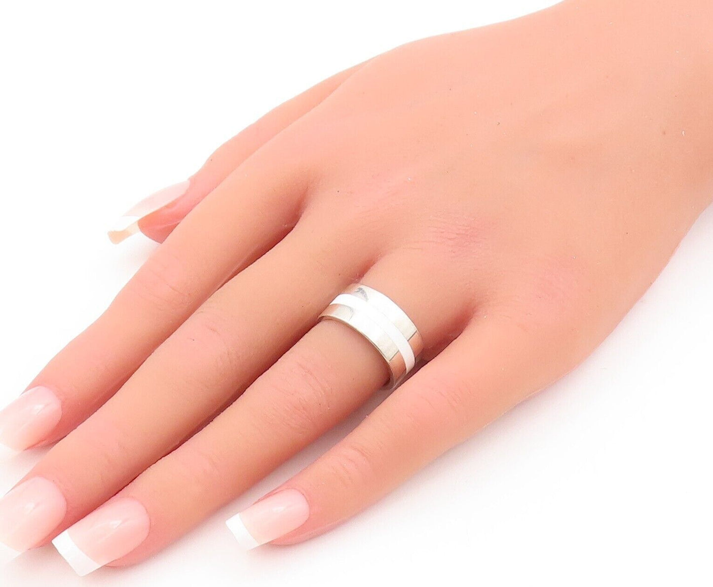 925 Sterling Silver Vintage Ring DARI Minimalist Enameled Ring  Sz 7 RG28548