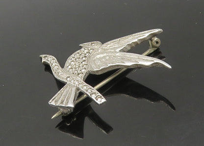 925 Sterling Silver  Vintage Sparkling Hummingbird On Branch Brooch Pin BP8722