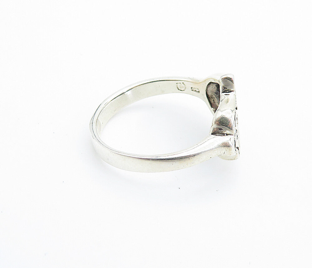 925 Sterling Silver  Vintage Shiny Swirl Pattern Hamsa Band Ring Sz 8.5 RG7835