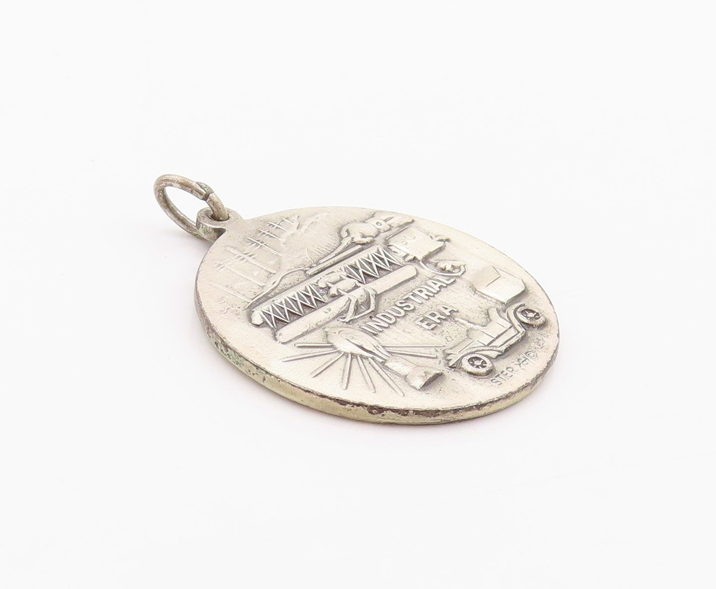 925 Sterling Silver Vintage Pendant Dark Tone 1842 Industrial Era Coin  PT24071