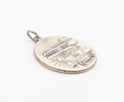 925 Sterling Silver Vintage Pendant Dark Tone 1842 Industrial Era Coin  PT24071