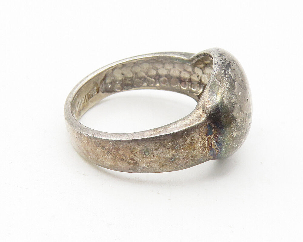 MWS 925 Sterling Silver  Vintage Dark Tone Smooth Dome Band Ring Sz 6  RG11380