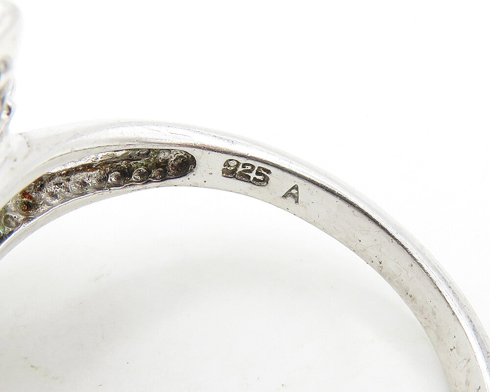 925 Silver  Vintage Cubic Zirconia & Hematite Butterfly Band Ring Sz 9 RG17941