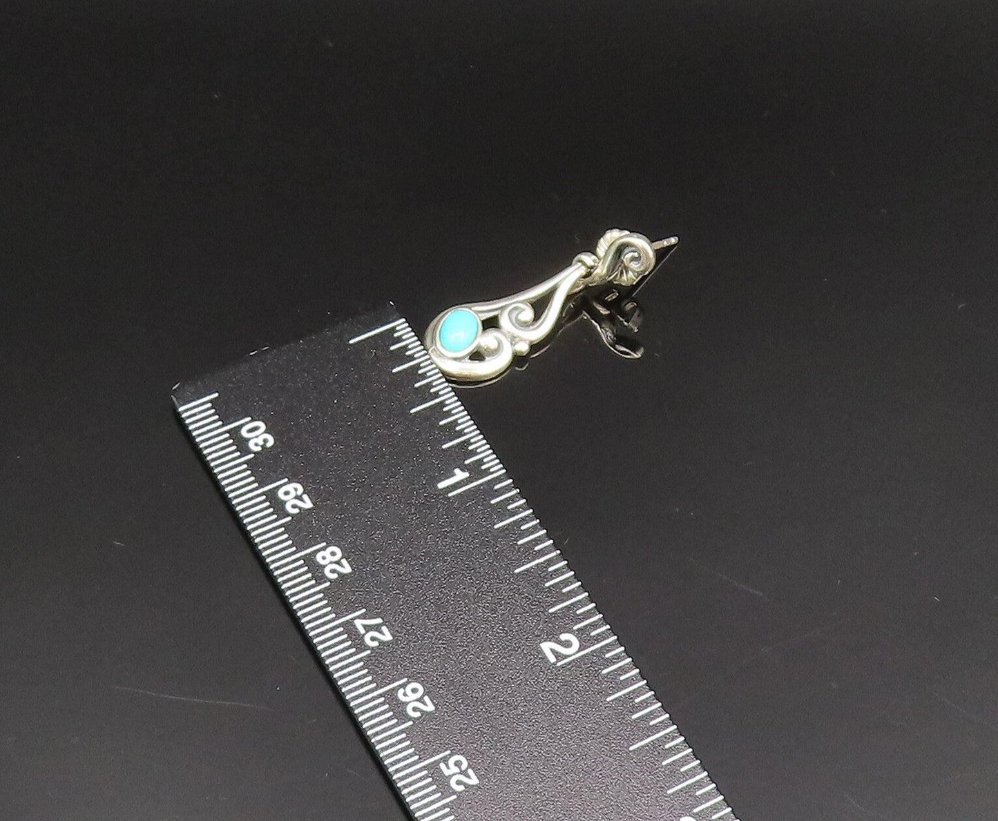 CAROLYN POLLACK 925 Silver  Vintage Swirl Wrapped Turquoise Earrings  EG11831